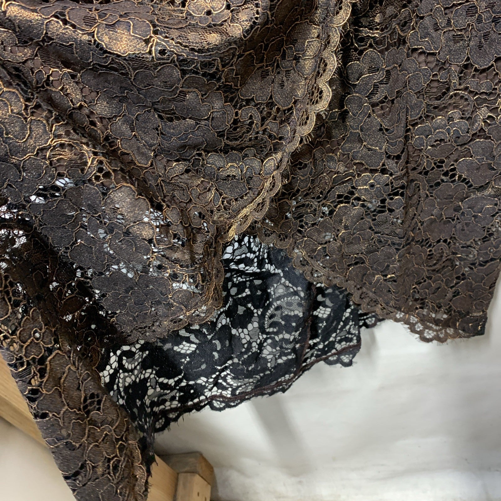 Adrianna Papell Size 18 Bronze Foil Lace Sheath Party Cocktail Dress Sleeveless