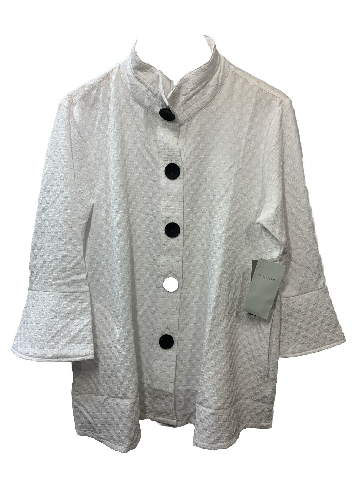 Flounce Women's Three Quarters Sleeve Wire Collar Button Size Medium Long Sleeve