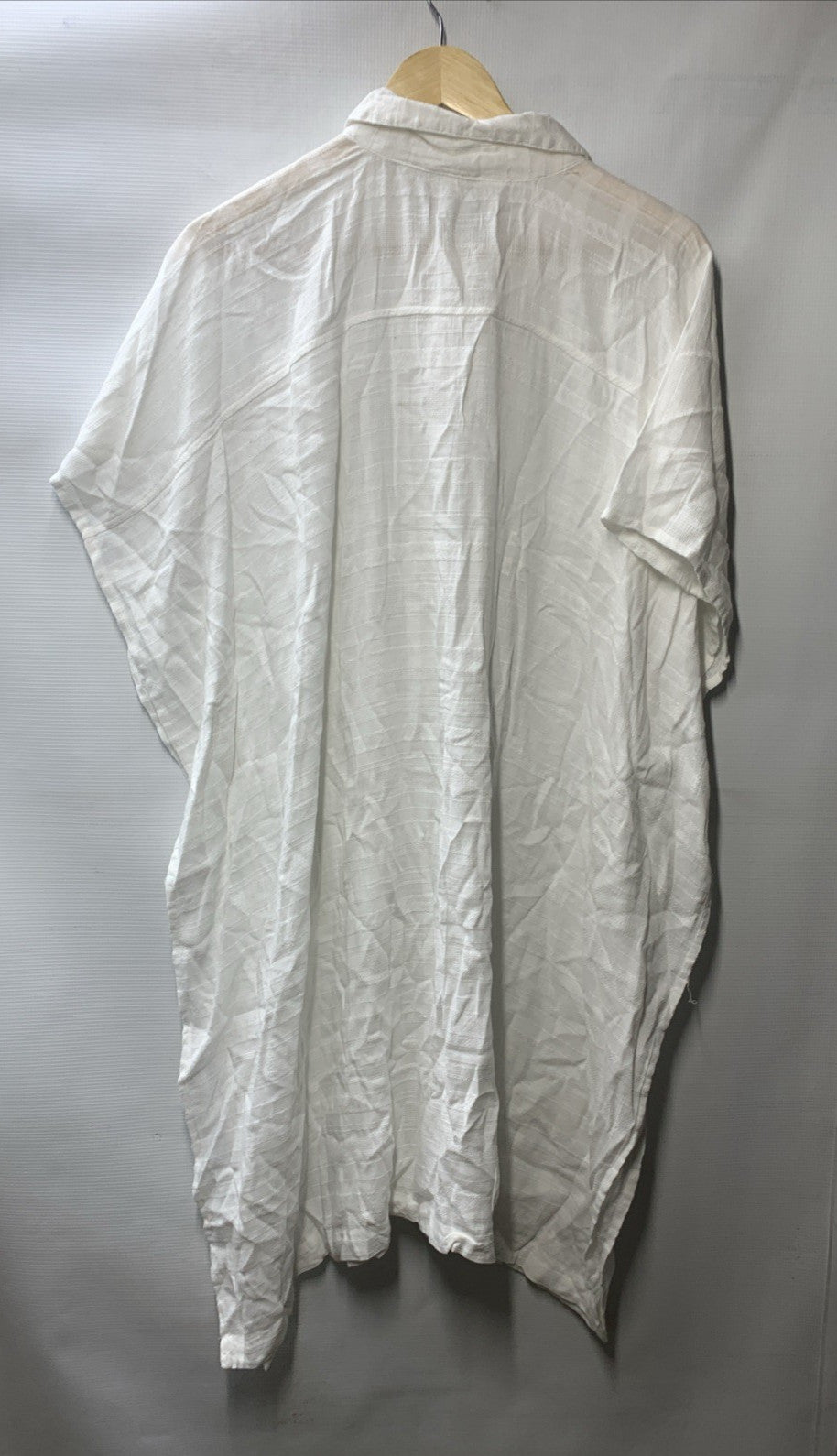 Beyond Control women's sheer swimsuit coverup shirt with butterfly sleeves, size L, in light, flowy fabric for beach wear.