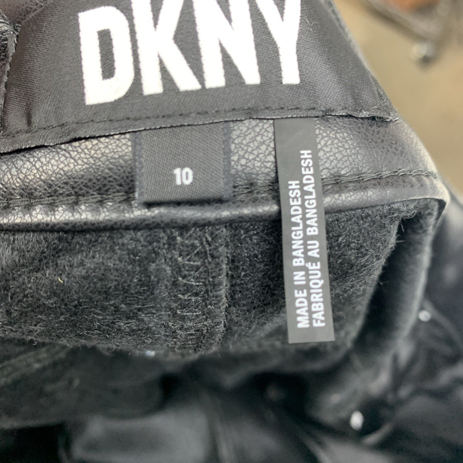 DKNY Black Women’s Soft Faux Leather Mini Boot Flare Long Pants Size 10 Black