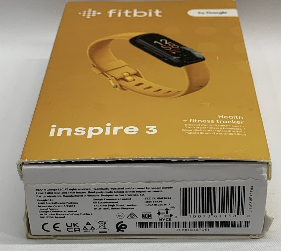 Fitbit Inspire 3 Health &-Fitness-Tracker FB424BKYW-US Workout Intensity, Sleep