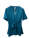 GRACE KARIN 2024 Elegant V Neck Peplum Tops Tie Front Short Bell Sleeve Size L