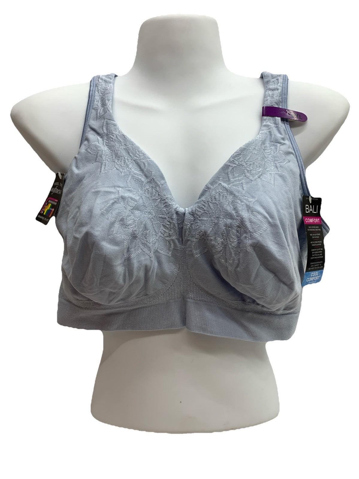 Bali Women's Wireless Bra Comfort Revolution Seamless Light Blue DF3484 Size 2XL