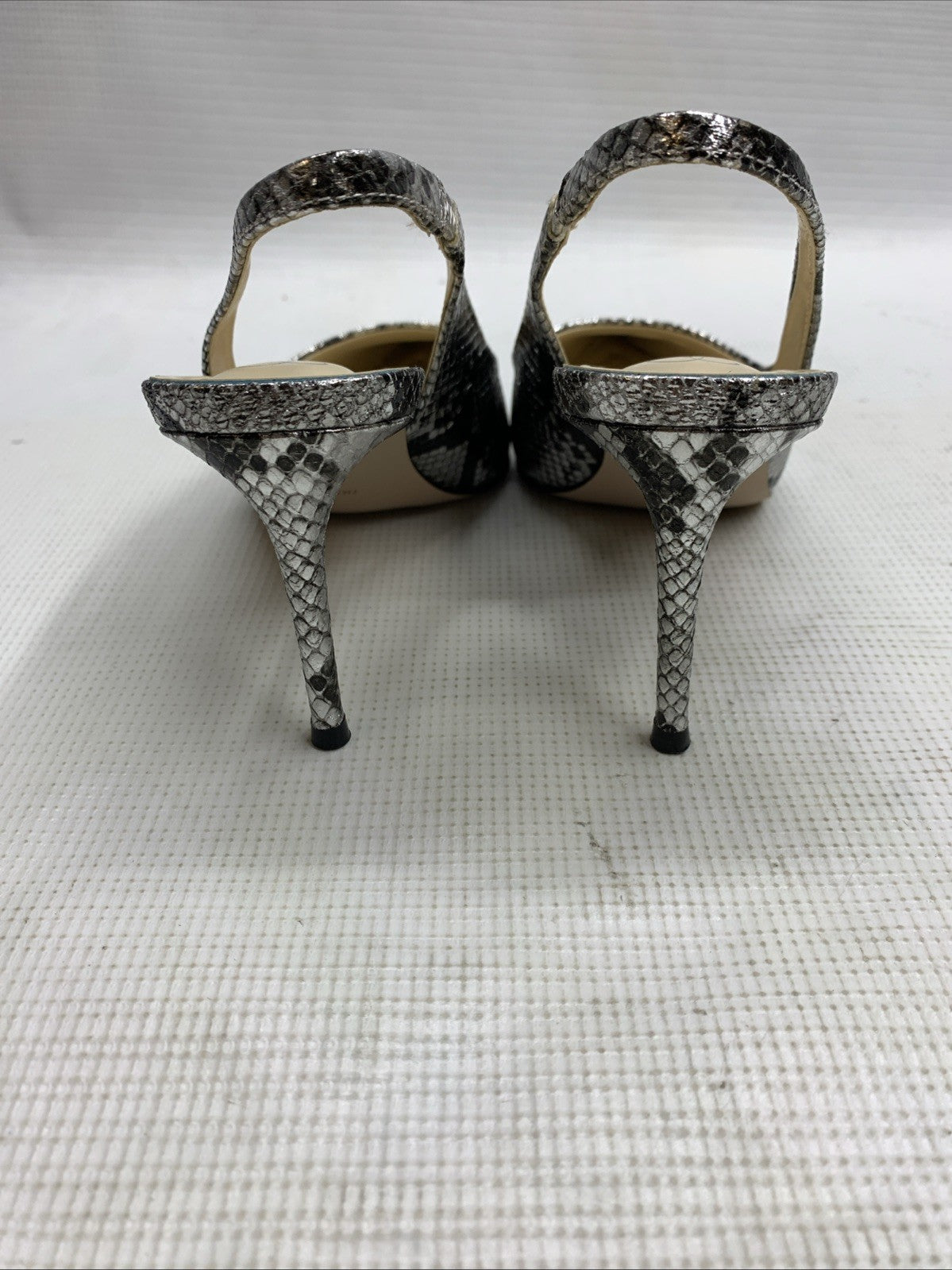 Jessica Simpson Women's Souli Sling Back Lux Metal Snake Heel Size 7 Chrome