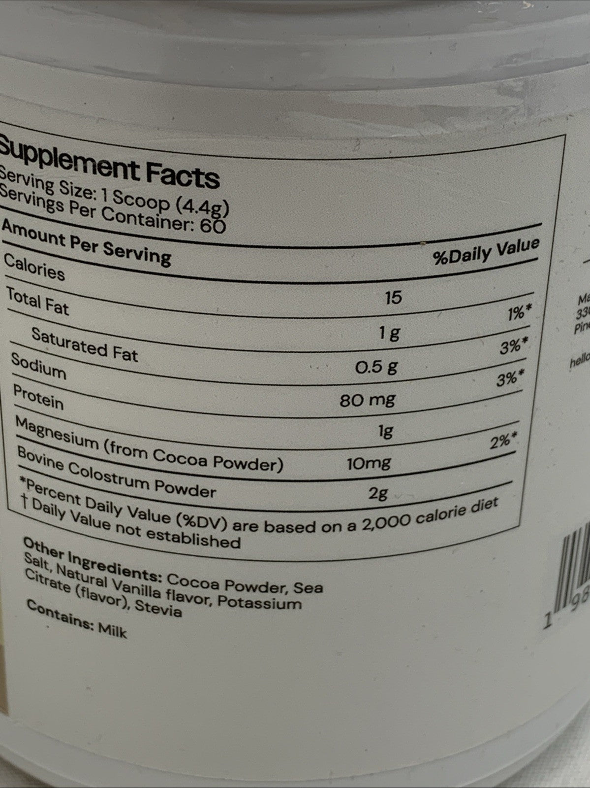 (2) Grass-Fed Bovine Colostrum Supplement w/ Cocoa Powder 60 Servings Chocolate