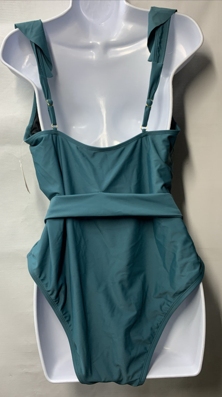 Rebecca Virtue Women's Kelly Ruffle One Piece Swimsuit Plunge Teal XXL Swimwear