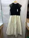 BETSY & ADAM Black Lace Cap Sleeveless Keyhole Midi Formal Hi-Lo Dress Size 6