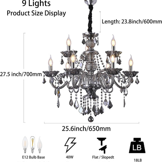 Uboxin Luxury Crystal Chandelier Smoke Gray Double Layer K9 Crystal Chandelier