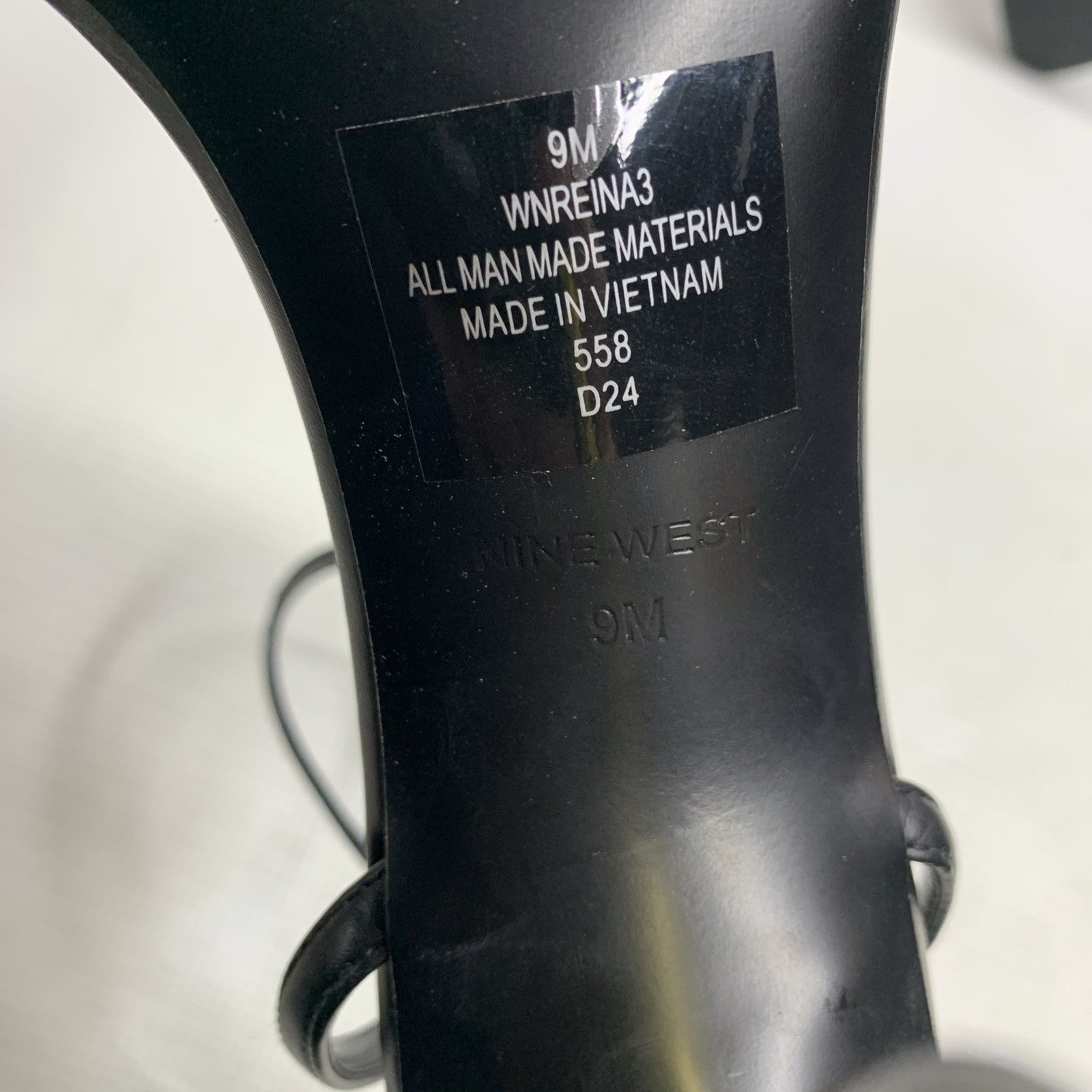 Nine West Womens Reina Black Faux Leather Heels Sandal WNREINA3 Shoes Size 9M