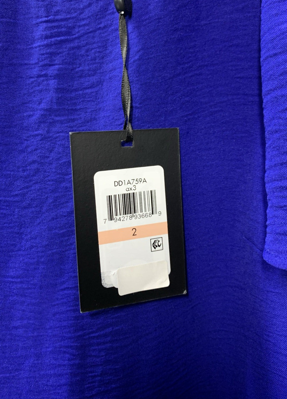 DKNY Shift Midi Dress Ruffle Short Flutter Sleeve Royal Blue SZ 2 Flowy DD1A759A