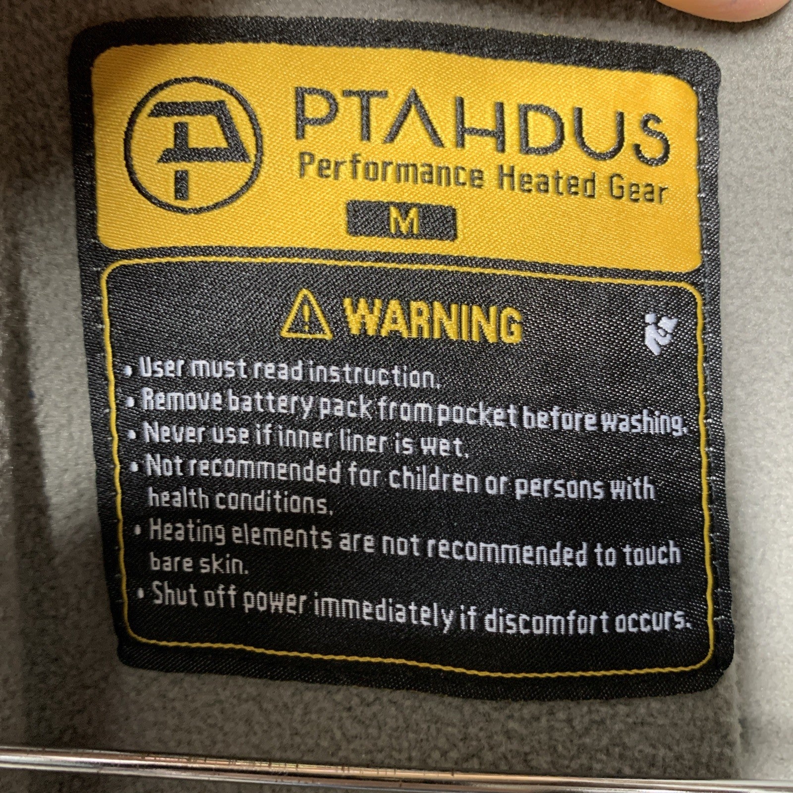 Ptahdus Mens Heated Jacket Relaxed Fit Long Sleeve Gray with Battery Pack Size M