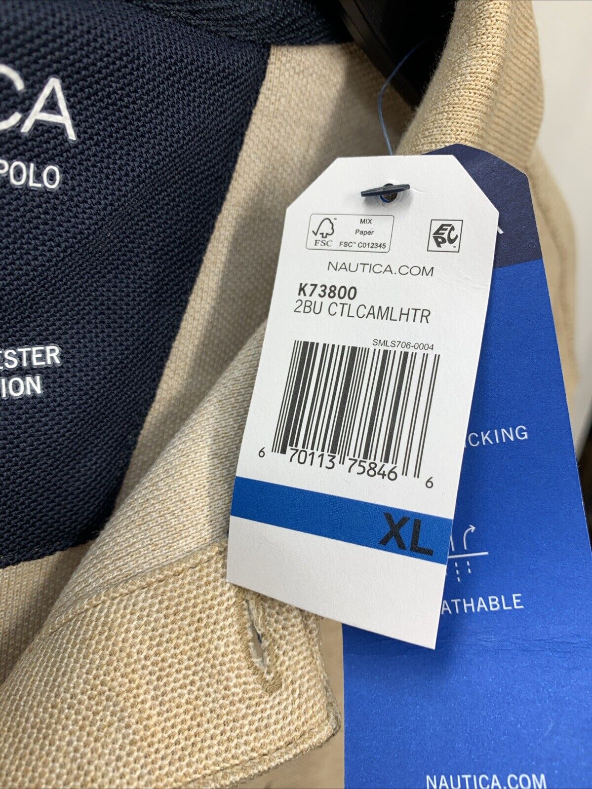 Men's Nautica Performance Deck Shirt Classic Fit Polo Shirt Size XL CamlHTR