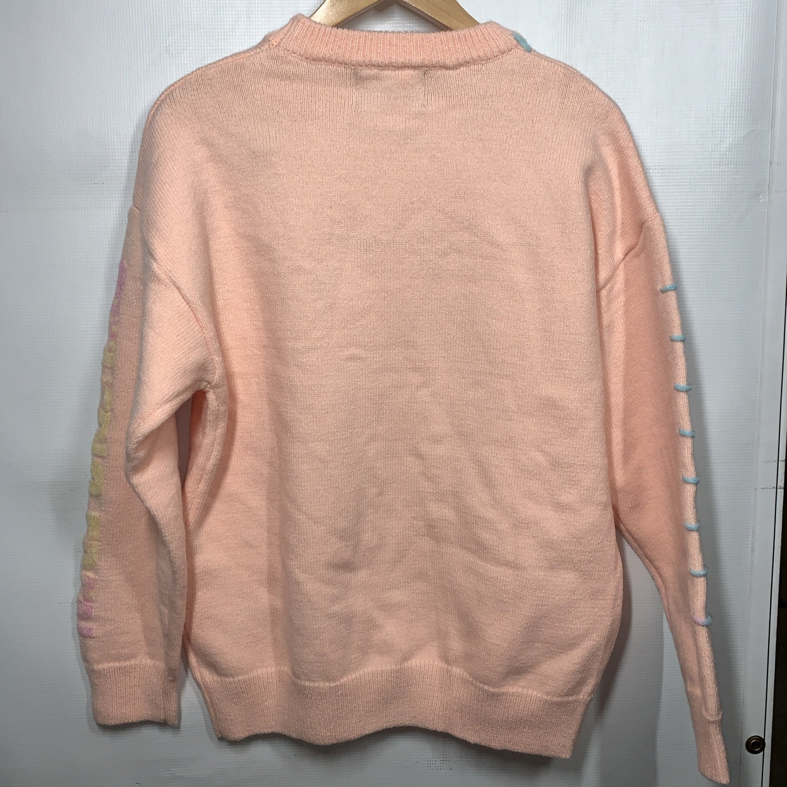 Aelfric Eden Women's Pink Yarn Threaded Dinosaur Sweater Size XS Long Sleeve