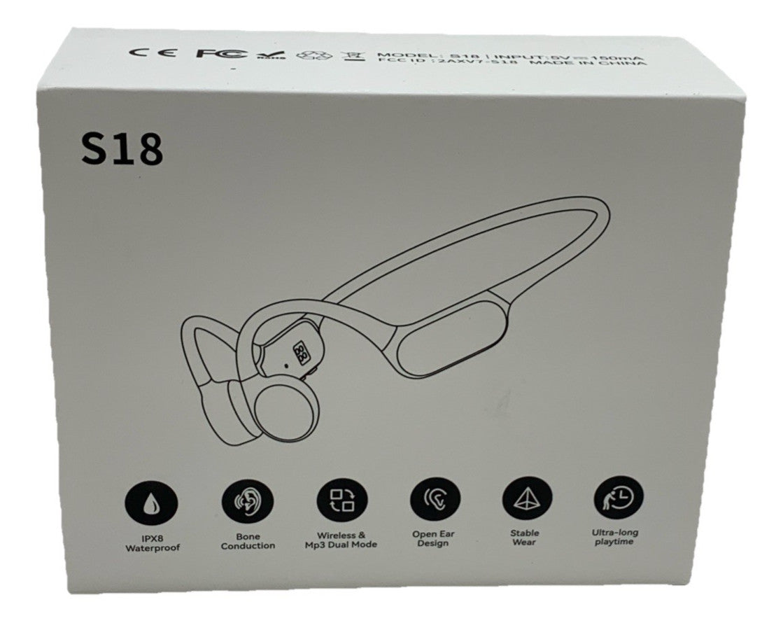 Bone Conduction Headphones S18 Wireless & MP3 Dual Mode Open Ear Waterproof Blac