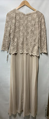 Alex Evenings Women's 3/4 Sleeve Stretch Lace Bodice Mock One Piece Gown Size 12