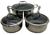 HexClad Hybrid Nonstick 6-Piece Pot Set 8, 3 & 2 Qt Pots with Cover Lids - USED