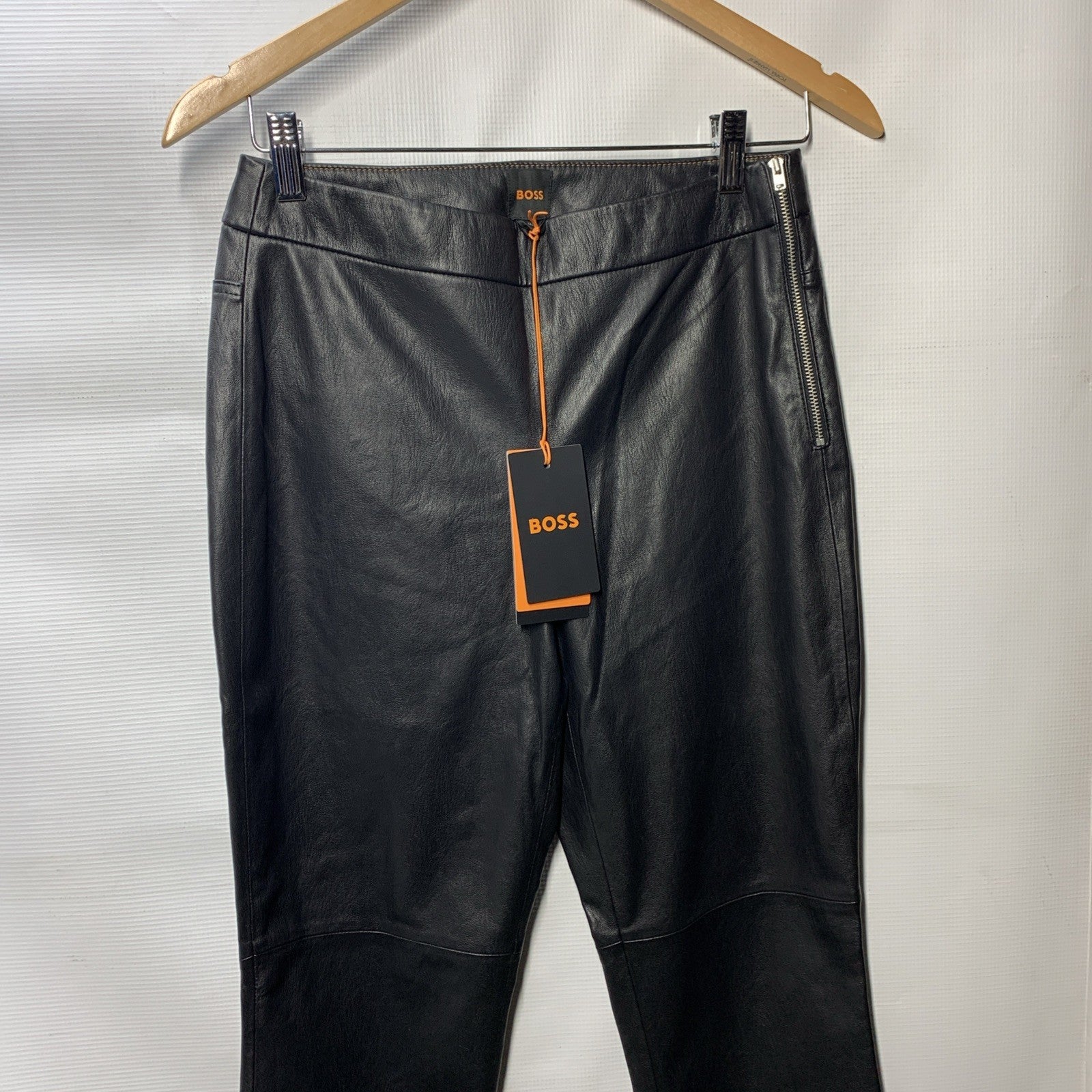 Hugo Boss Women's Taskin High Waist Long Pants Slim w/Side Zip Size 4 Black