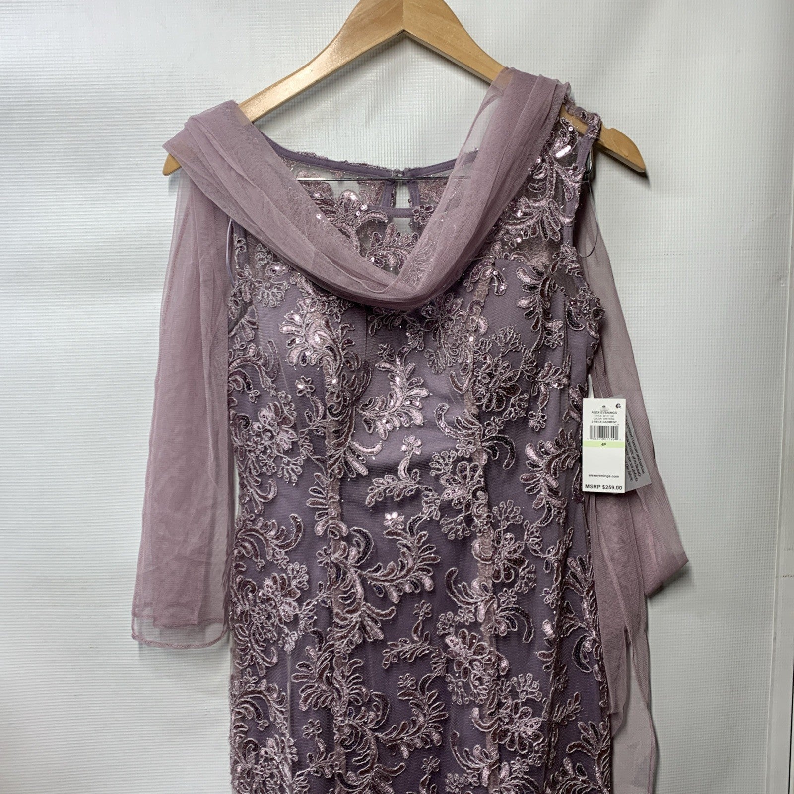 Alex Evenings Long Women's Sleeveless Evening Cocktail Dress With Shawl Size 6P