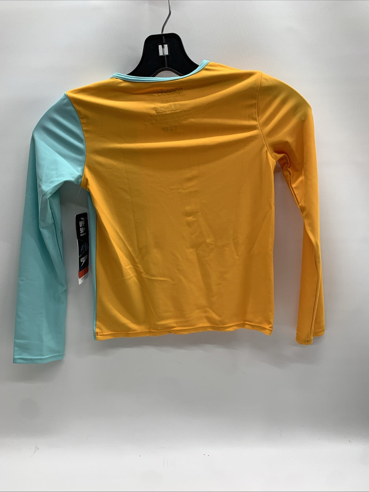 Speedo Girl's S Aqua Splash Orange UPF 50+ Swim Shirt Rash Guard Long Sleeve XS