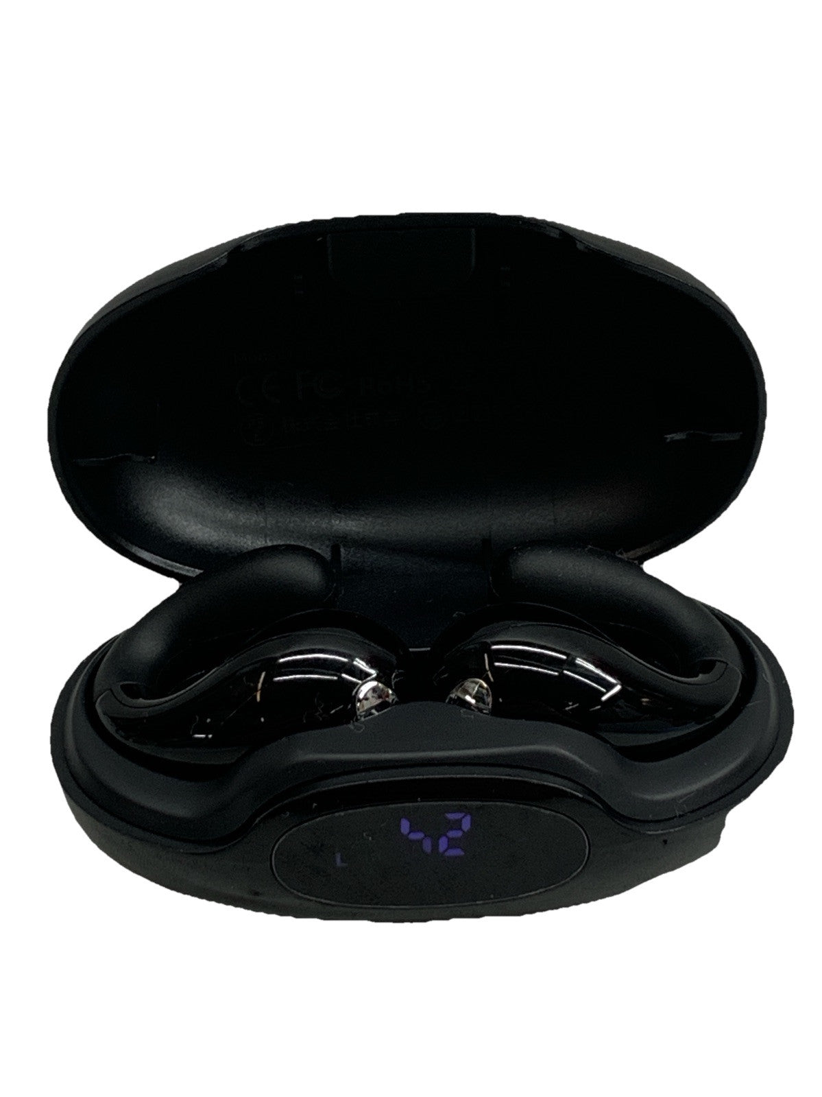 Open Ear Clip On Headphones Bluetooth 5.3 Wireless Earbuds YYK-S19 4HD Mic Black