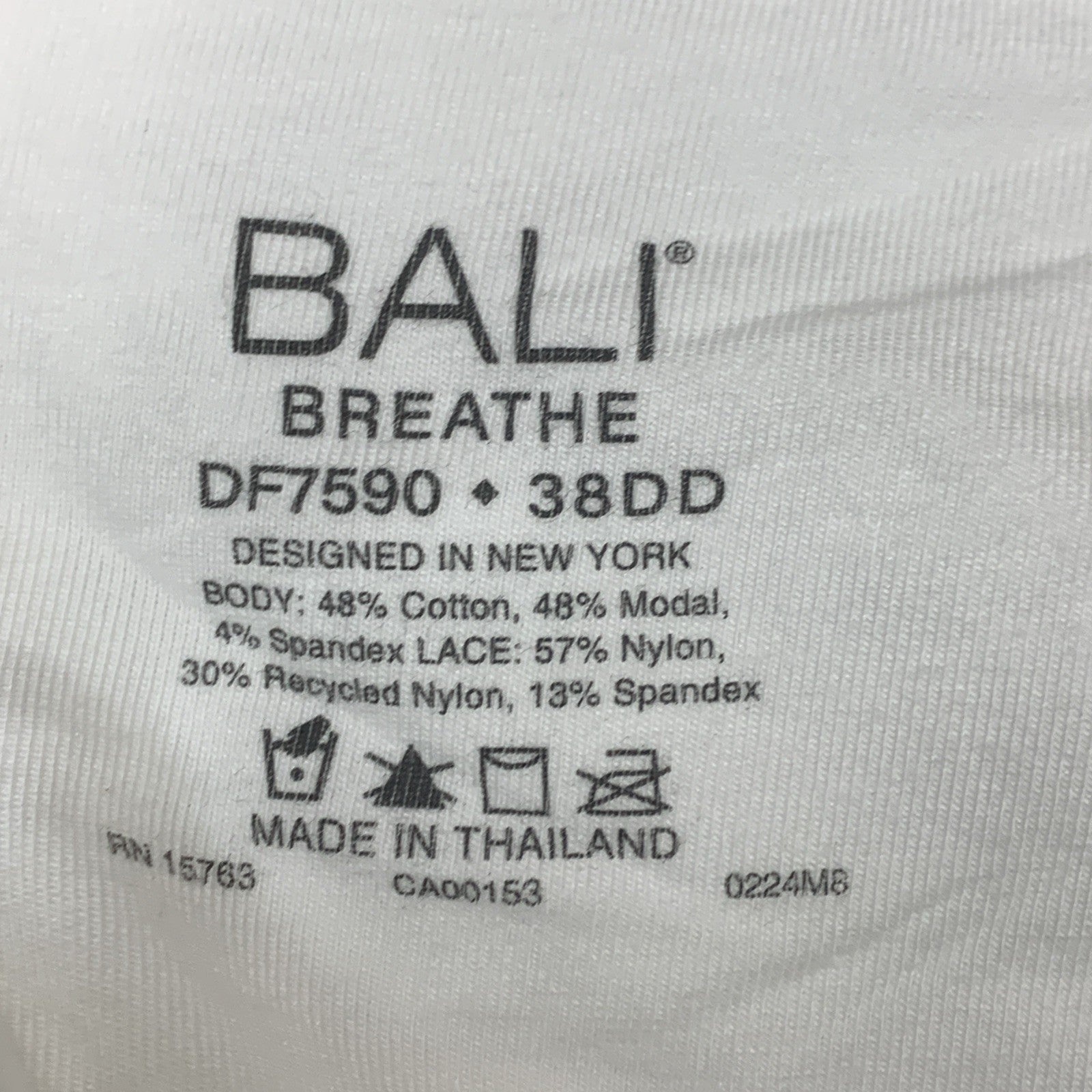 Bali Womens Breathe Underwire Bra Lightly Lined Bra Full Coverage Size 38DD