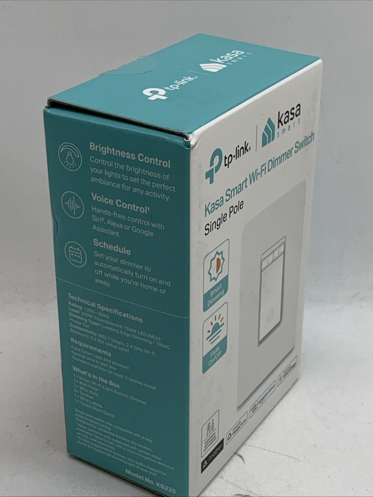 Kasa Smart Dimmer Switch KS225, Single Pole, Wi-fi 2.4GHz Wi-Fi Alexa & Google A