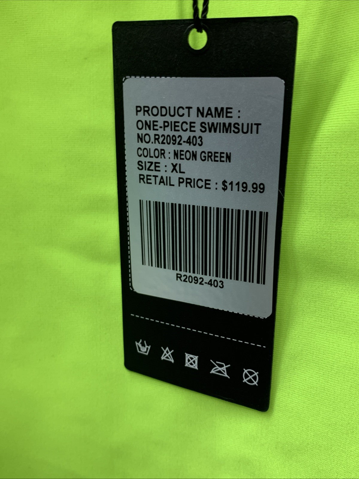 RELLECIGA Women's Bandeau One Piece Swimsuits XL Neon Green R2092-403 Swimwear