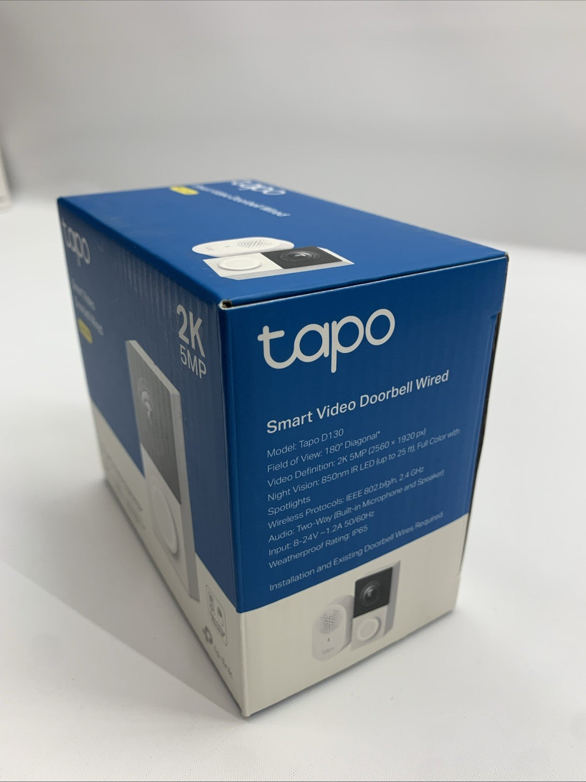 Tapo D130 2K Wired Smart Video Doorbell Full-Color Night Vision 180° Ultra-wide