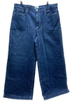 Paige Harper Ankle Jeans Women's Blue High Rise Wide Leg Size 34 Long Pants