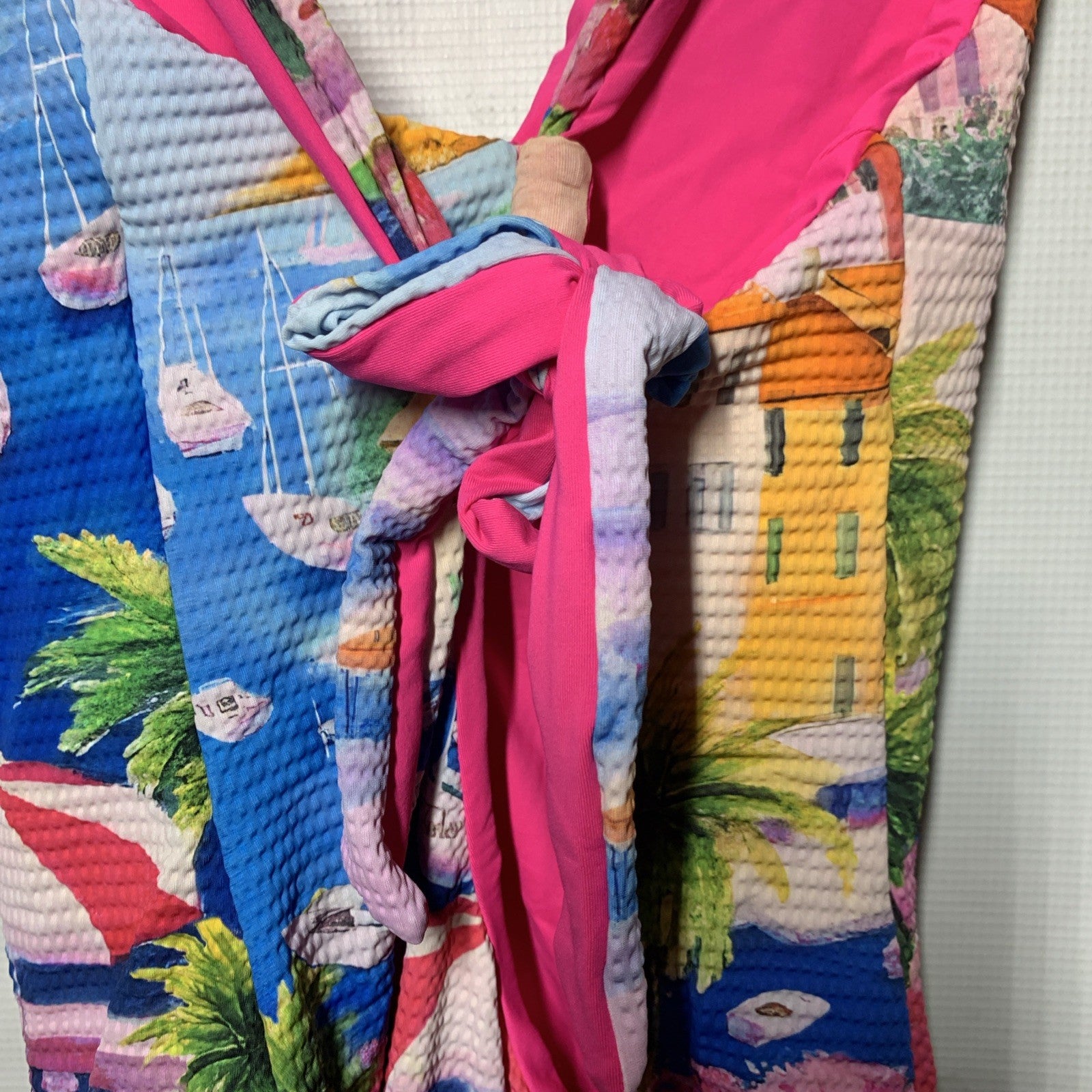 Becca Womens Positano One Piece Swimsuit With Plunge Neck, Reversible Size Large