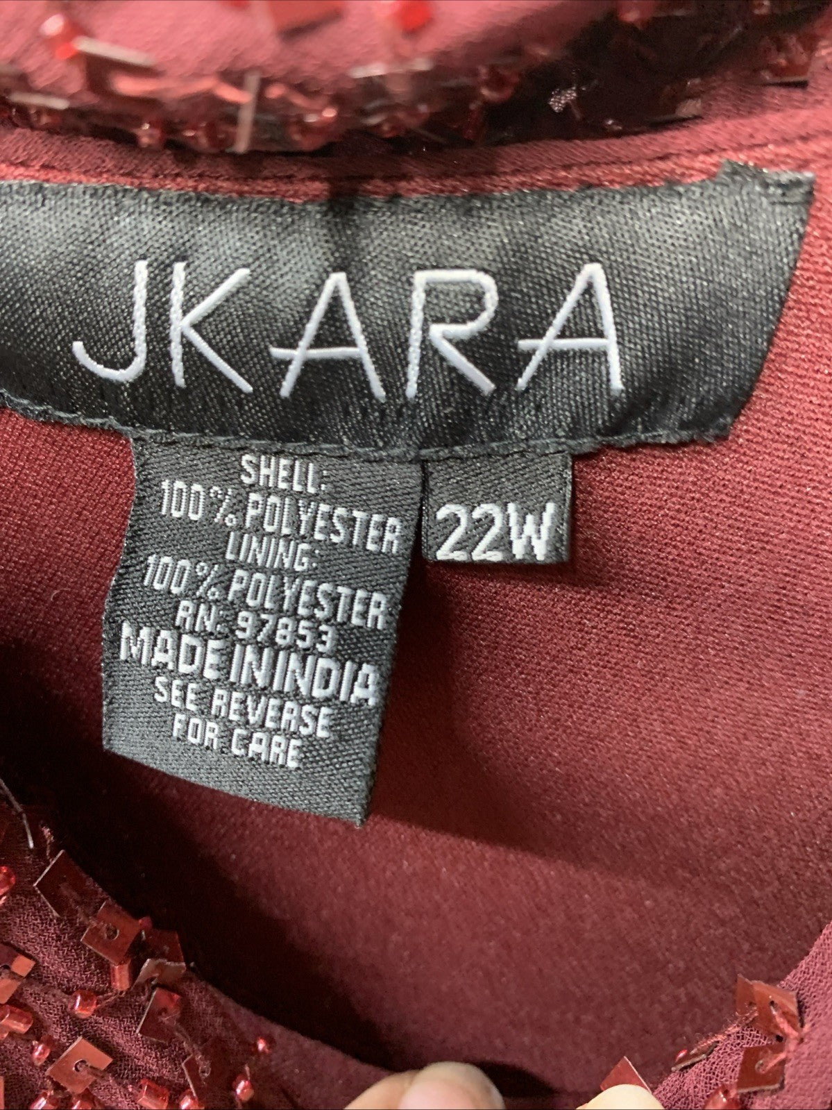 J Kara Women's Beaded Cowl Neck Flutter Sleeve Dress Cranberry Plus Size 22W