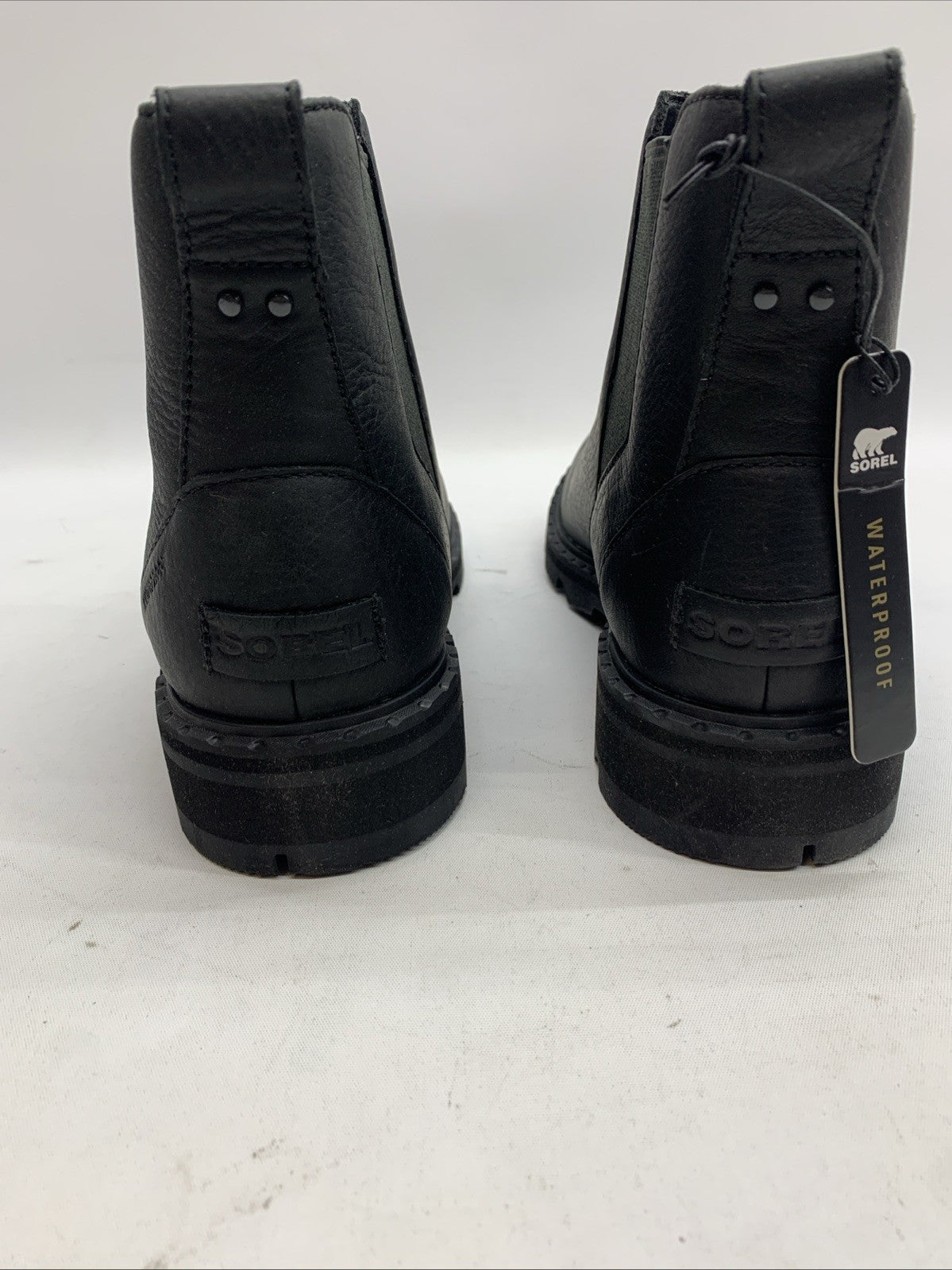 Sorel Emelie Chelsea Boots Leather Booties Waterproof Black NL3696-010 Size 8