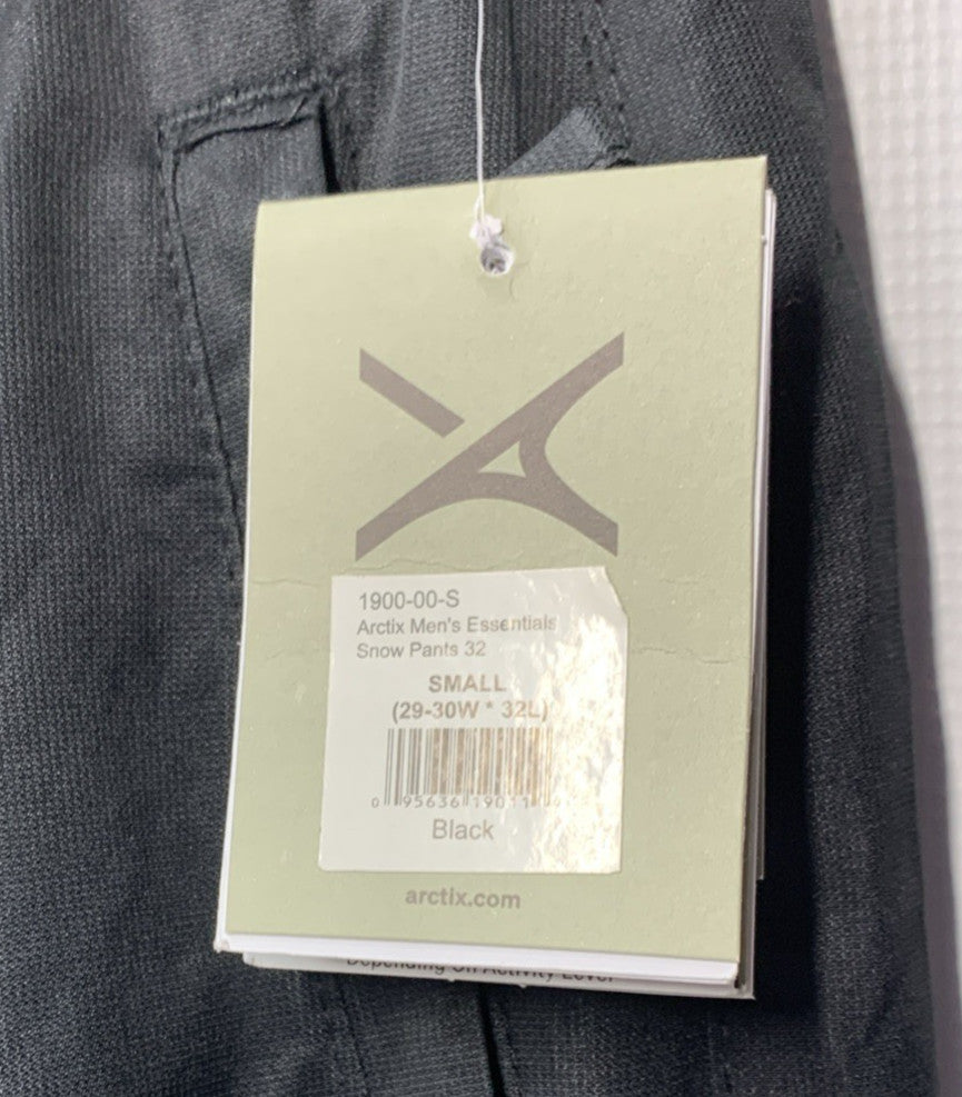 Arctix Mens Snow Pants 29-30Wx32L Small 1900-00-S Black 2-zip Front Pockets