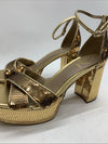 Sam Edelman Jullian2 Women's Platform Gold Sequins 8.5 M Open Toe Heel Sandal