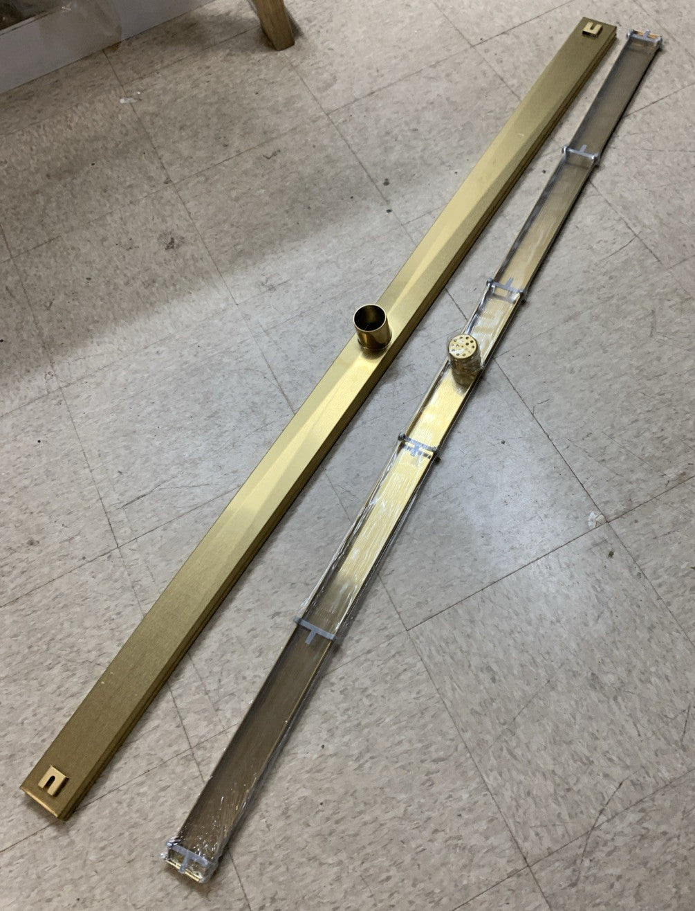 SaniteModar Linear Gold Shower Drain - 60 inch with 2 in 1 Tile Insert Panel
