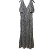 Alex Evenings Women's Long Sequin Dress with Flutter Sleeves V-neck Size 16