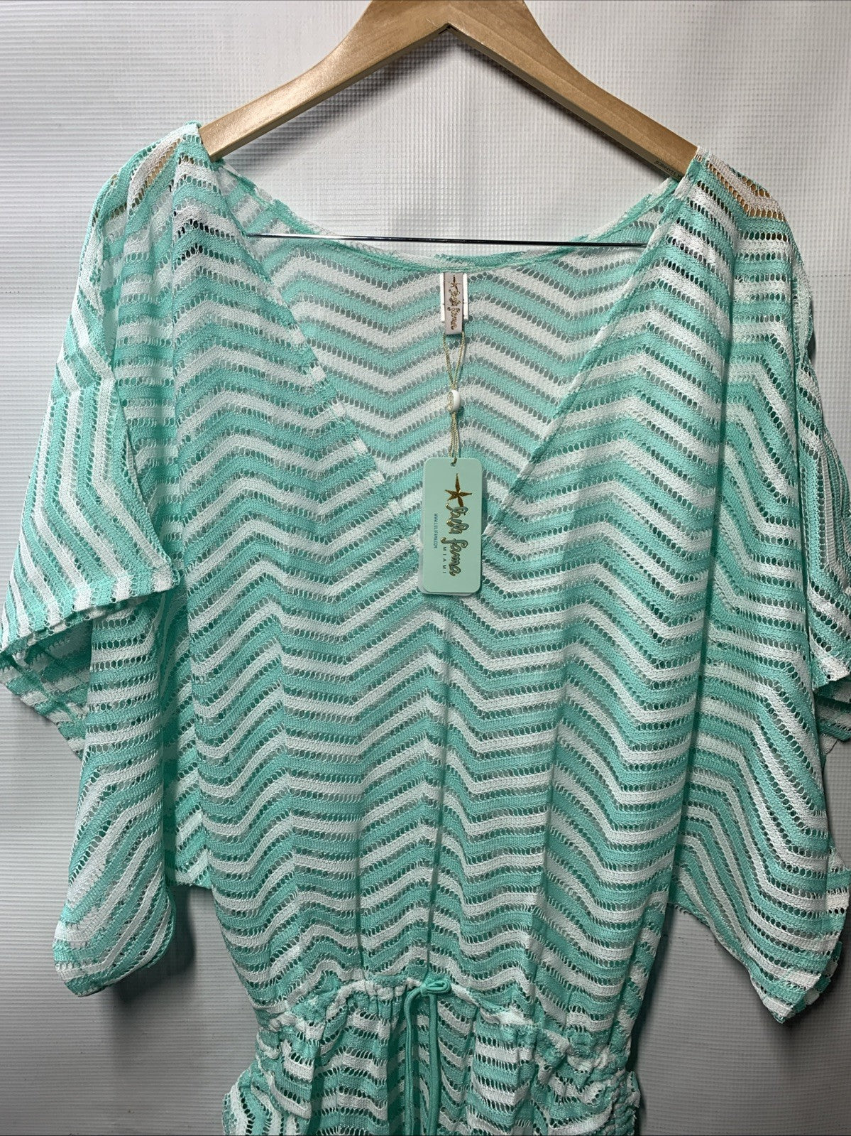 LULI FAMA Miami Chevron print Cabana V-neck Swimsuit Cover-up Beach Size Small