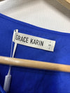 GRACE KARIN Womens Sequin Tops 3/4 Sleeve Glitter Sparkly Shimmer Size S Blue