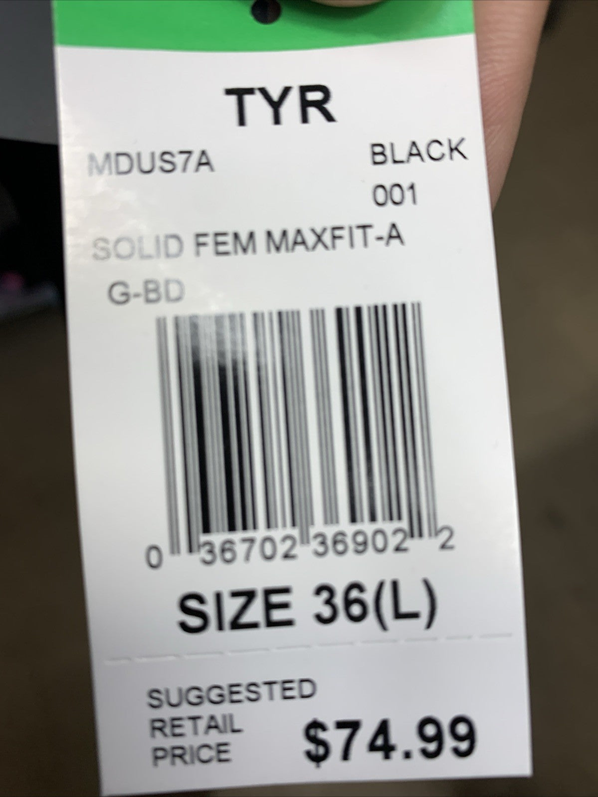 TYR Durafast Black Elite Solid One Piece Swimsuit MDUS7A Size 36 Durable Flexibl