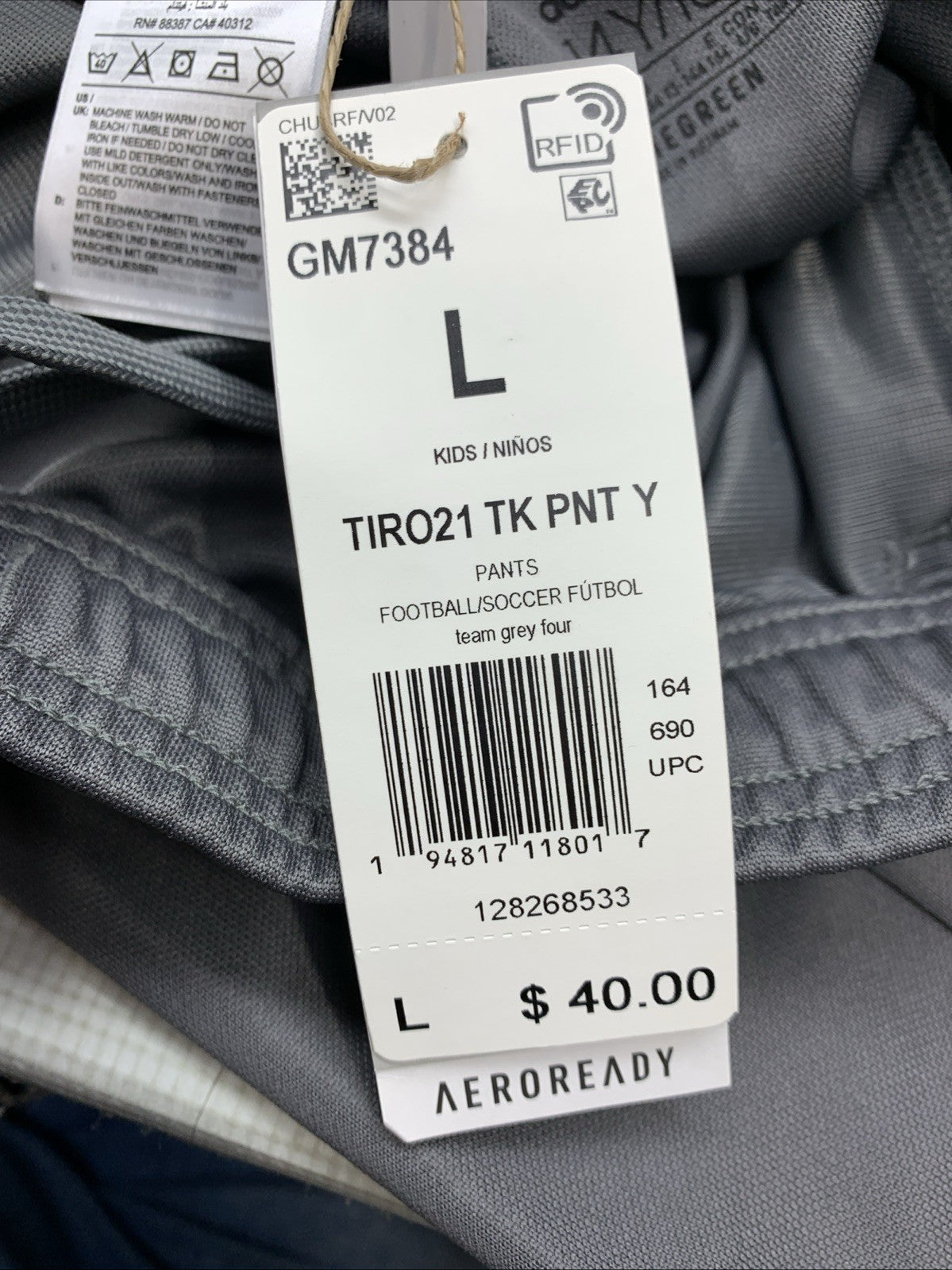 adidas Tiro 21 Men's Long Track Pants Team Grey Four GM7384 Size L Tapered Leg