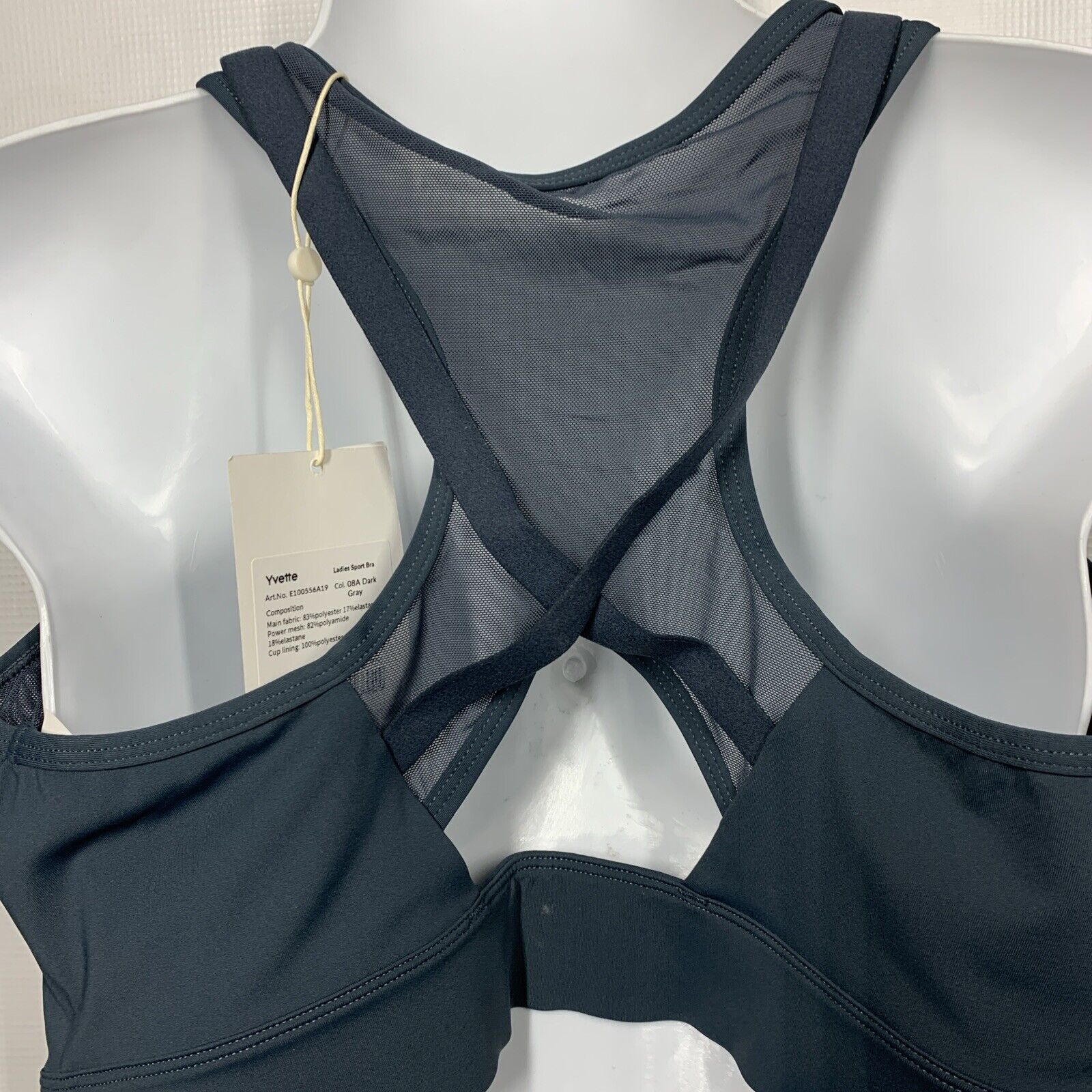 Yvette Womens Ladies Sport Bra Size 3XL E100556A91 Zip Front Wirefree Dark Black