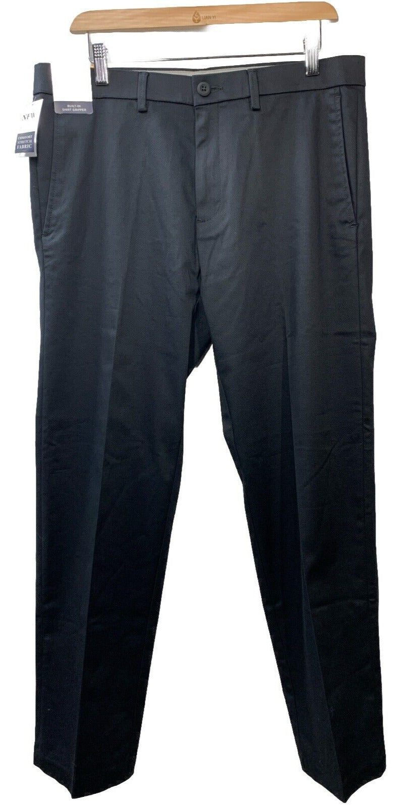 Haggar Men's Black Straight Fit Flat Front Dress Long Pants Size 33Wx30L