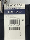Haggar Men's Black Straight Fit Flat Front Dress Long Pants Size 33Wx30L