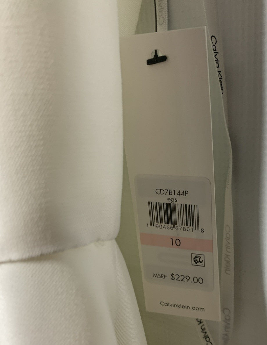 Calvin Klein Women's Sleeveless V-neck High Low Dress White CD7B144P Size 10