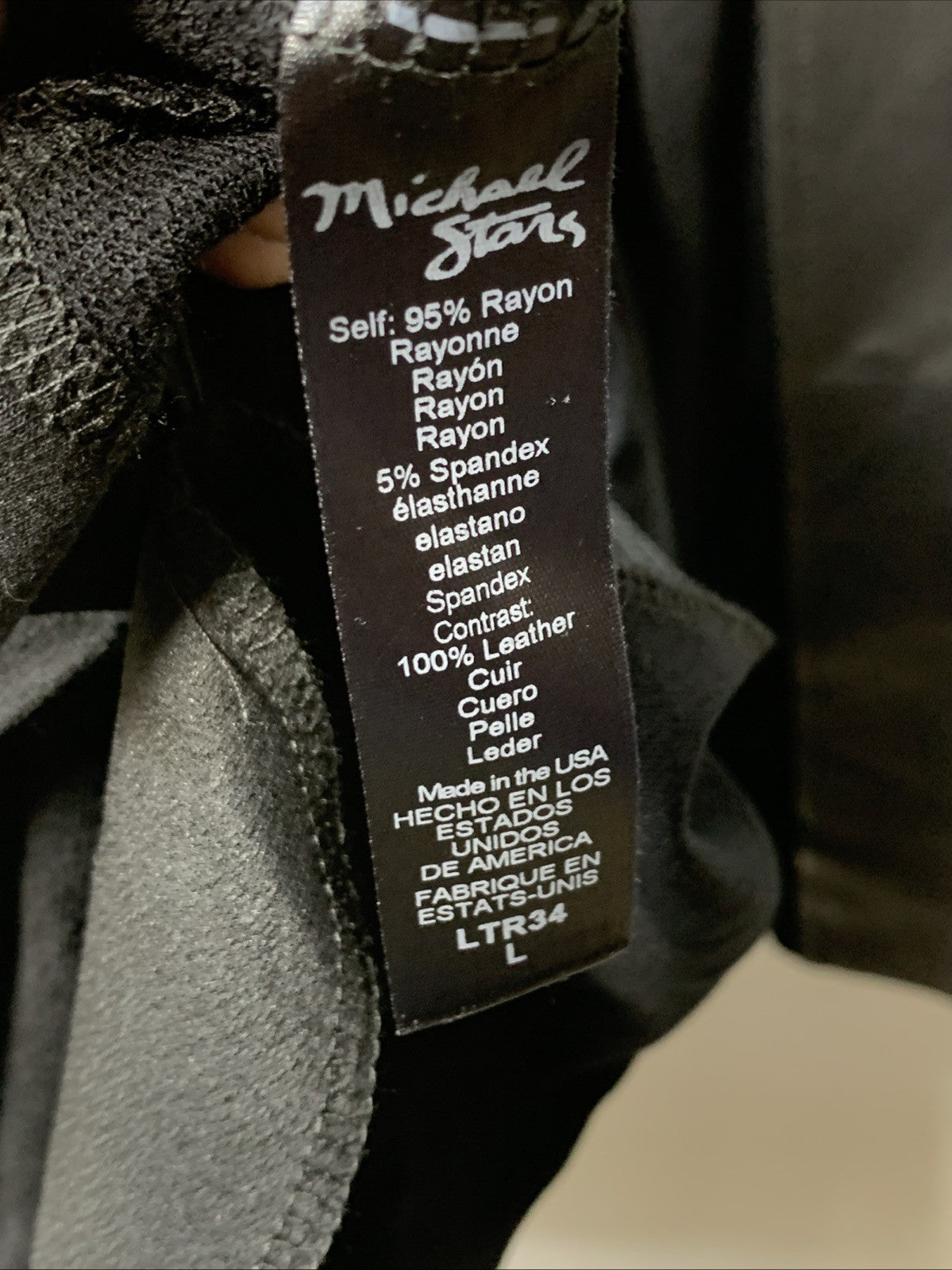 Michael Stars Women’s Faux Leather Patchwork Open Front Cardigan LG Long Sleeve