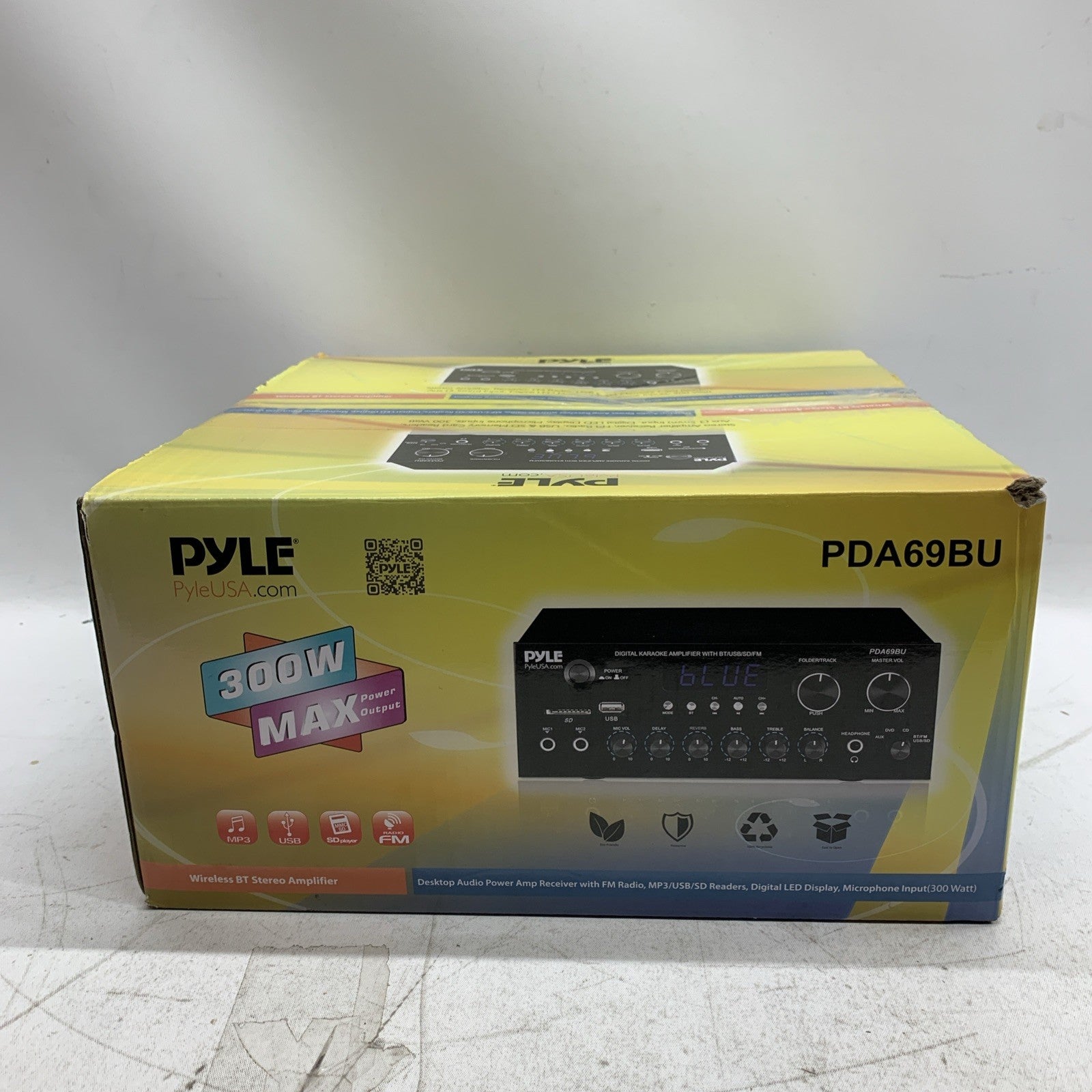 Pyle Stereo Karaoke Amplifier Audio Receiver w/Remote Control Bluetooth Black
