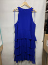 Jessica Howard Women's Halter Bejeweled Ruffle Chiffon Midi Dress Size 22W Blue