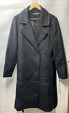 Karl Lagerfeld Paris Black Wool Coat Size L Long Sleeve LWOMW713 Big Collar