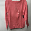 Pink Nautica women's cable knit sweater with long sleeves and boatneck, made of cotton, size L, from The Family Flips.