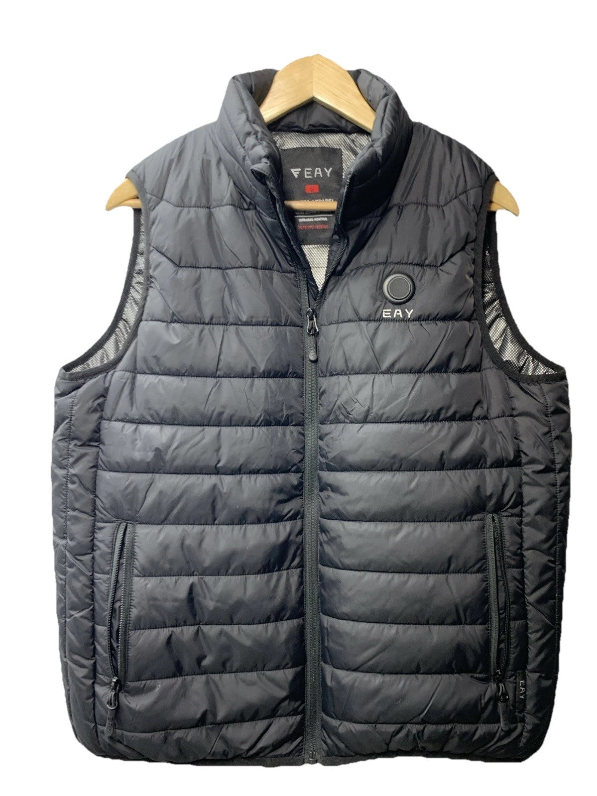 EAY Men's Lightweight Rechargeable Heated Vest Zipper Size S Sleeveless Black